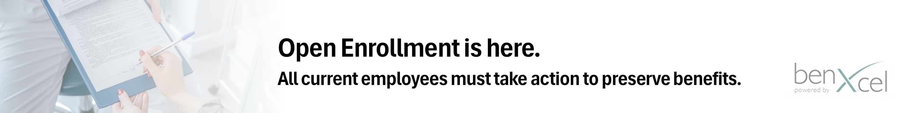 Graphic directing employees to sign up during open enrollment 