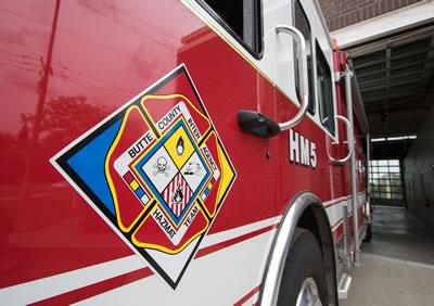 Butte County Fire logo on a fire engine