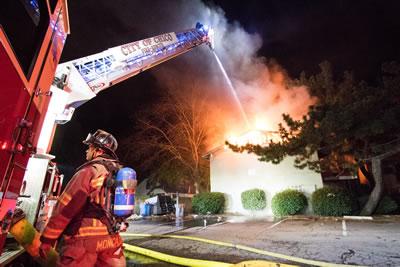 Chico Firefighters putting out a fire.