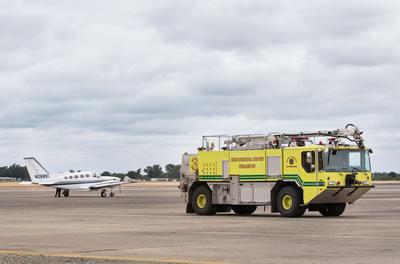 A fire engine at the Chico airport
